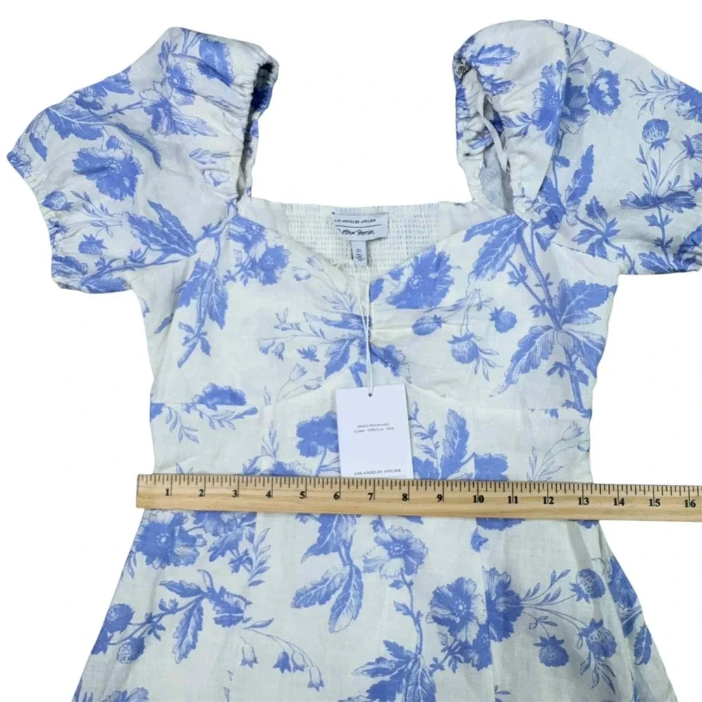 & OTHER‎ STORIES Blue White Floral Maxi Dress Linen Size 4 Cottagecore NEW - Picture 9 of 14